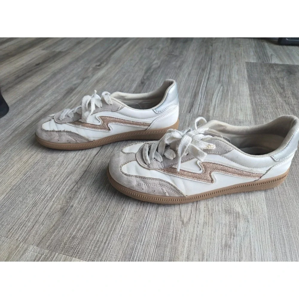 Madden Girl MKEENAR Kids Sneakers White Multi Rose Gold Lightning Bolt Size 5